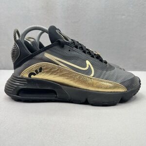 Womens 7.5 / Mens 6 Nike Air Max 2090 Shoes Black Metallic Gold Athletic Sneaker
